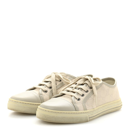 Gucci Washed Cotton GG Monogram Calfskin Womens Low Top Sneakers 35.5 White Mystic White Great White 4 of 9