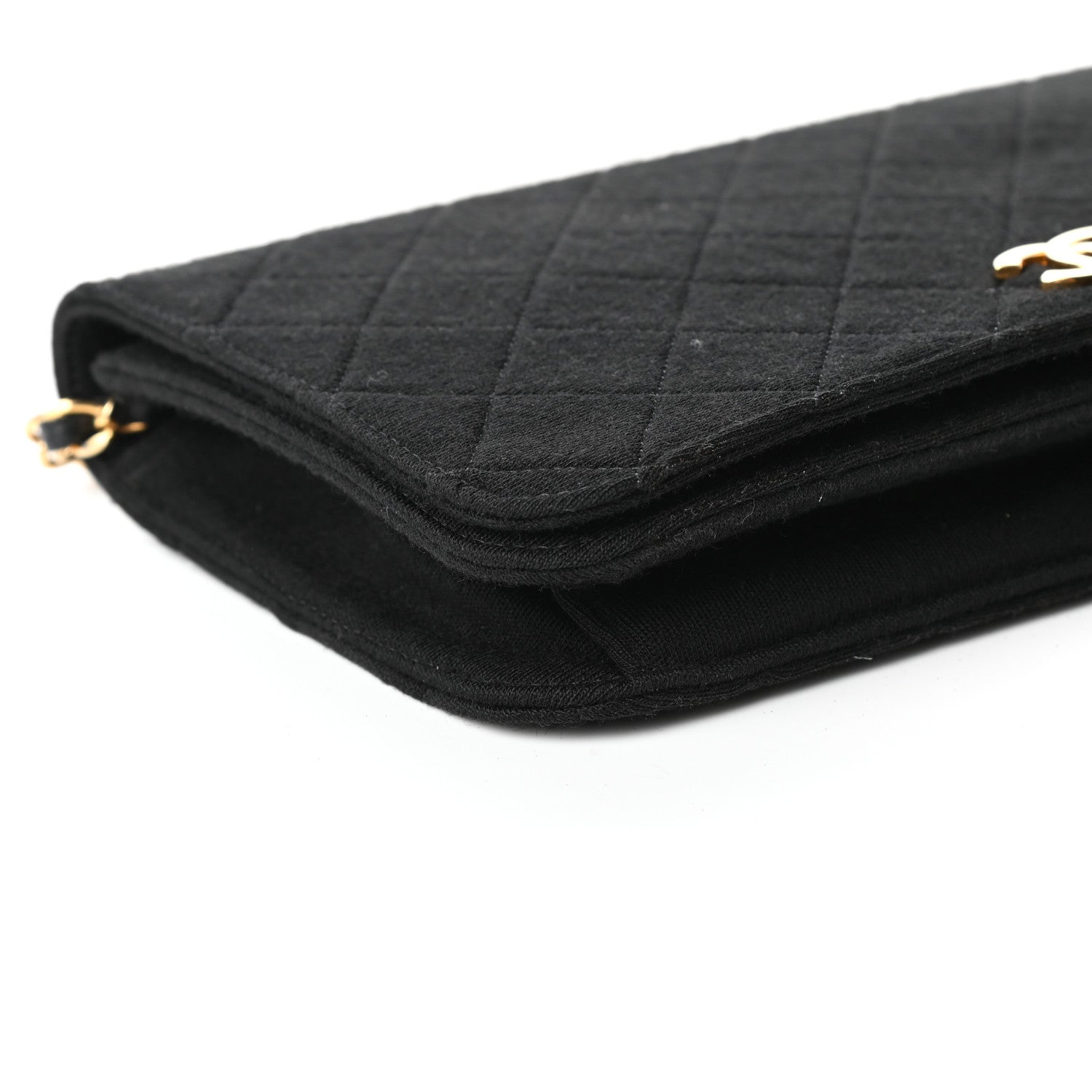 Chanel Jersey Quilted Wallet On Chain WOC Black 10 of 11