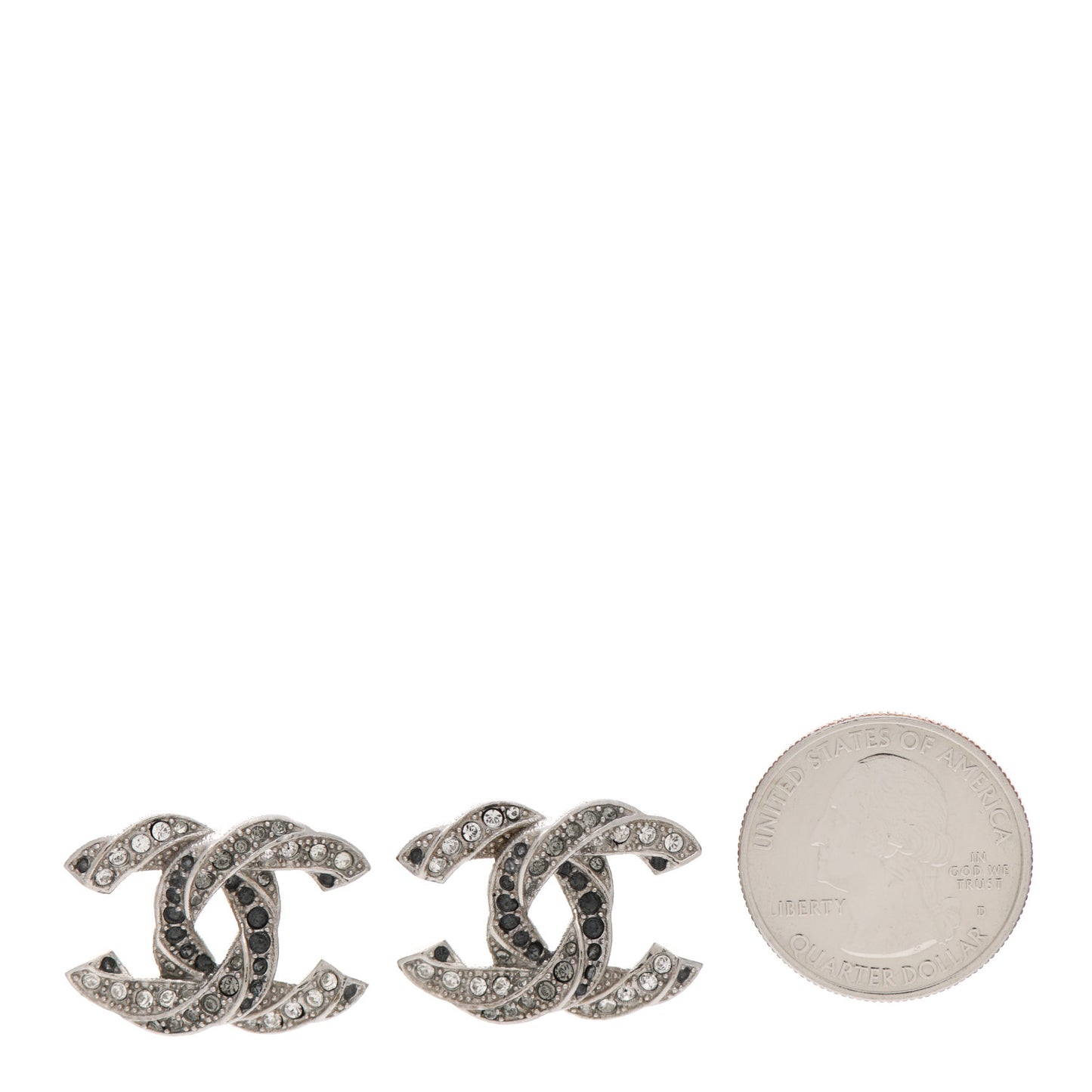 Crystal CC Twisted Earrings Silver