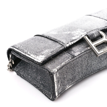Balenciaga Nappa Denim Printed Hourglass Chain Bag Denim Black 9 of 10