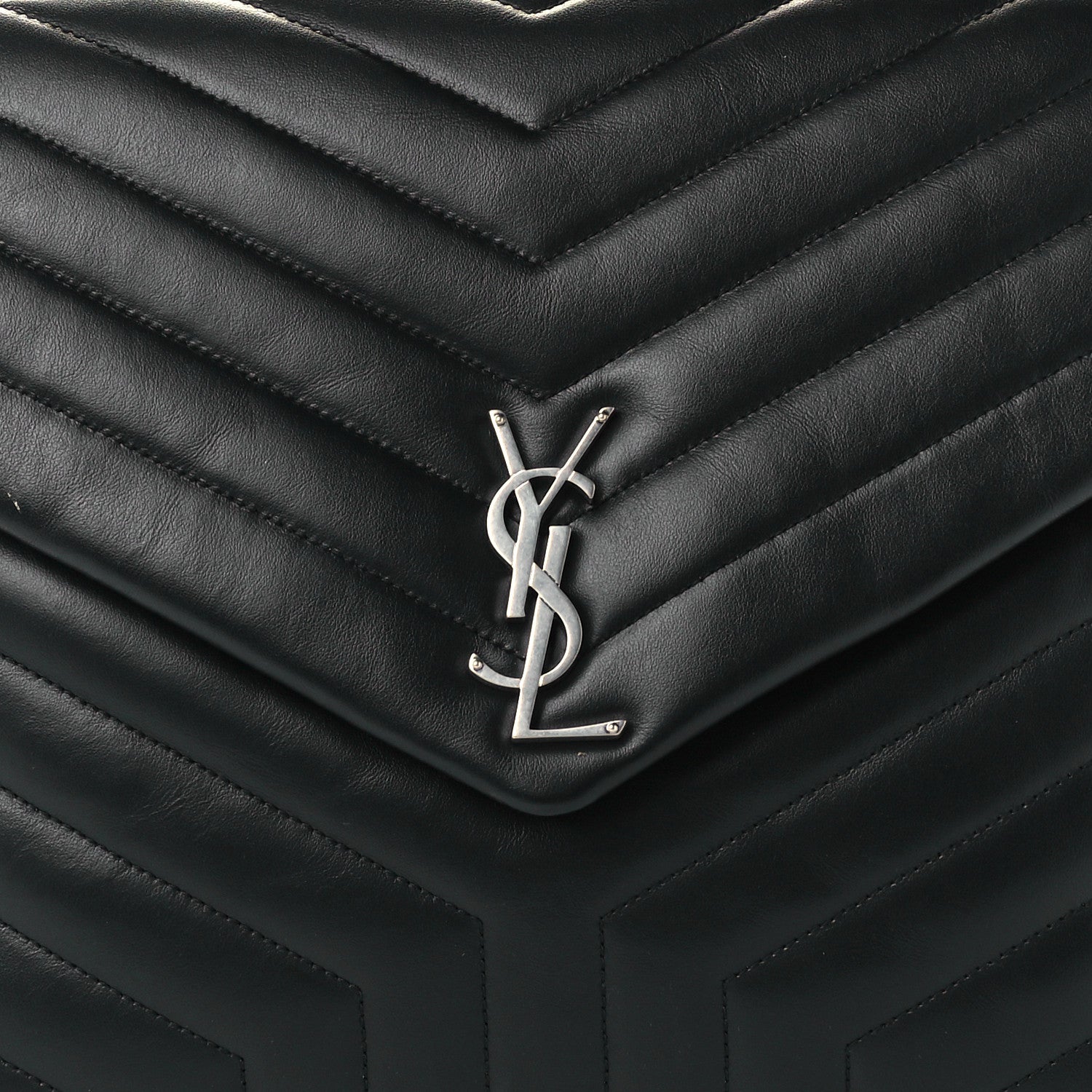 Saint Laurent Calfskin Y Quilted Monogram Large Loulou Chain Satchel Black 9 of 11