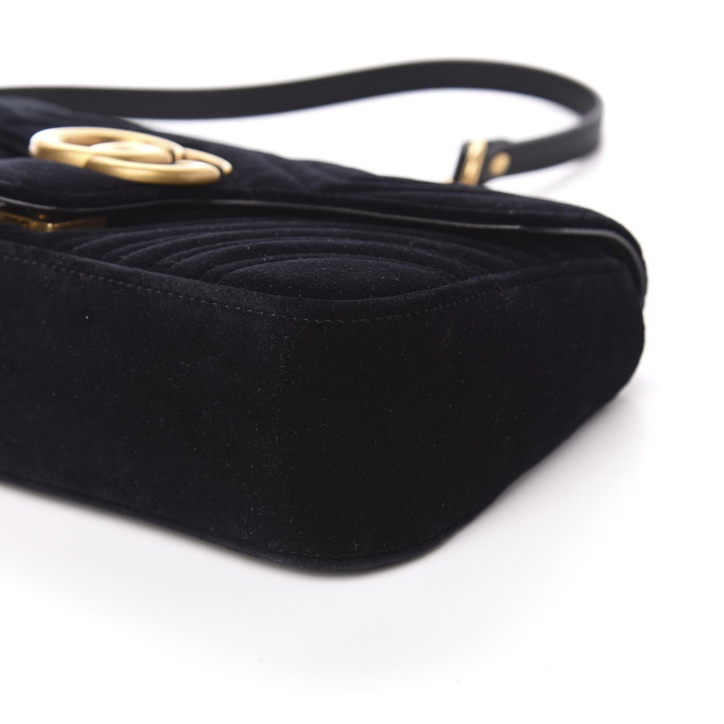 Velvet Matelasse Small GG Marmont Shoulder Bag Black