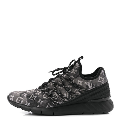 Louis Vuitton Denim Rubber Monogram Tie Dye Mens Fastlane Low Sneakers 9 Black 1 of 9