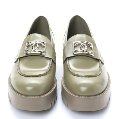 Chanel Calfskin Metal CC Loafers 39.5 Khaki 2 of 8