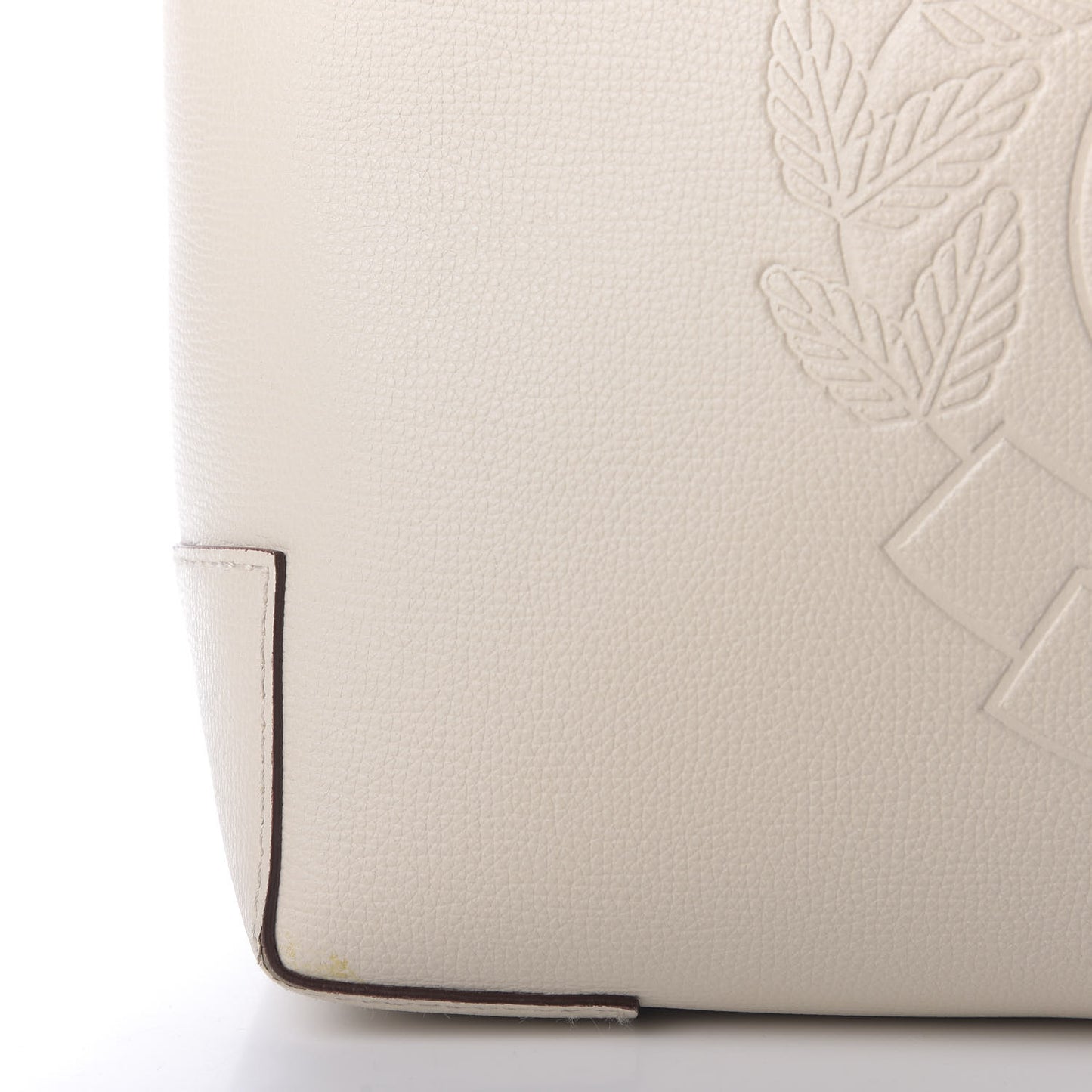 Calfskin Crest Embossed Small Tote Limestone