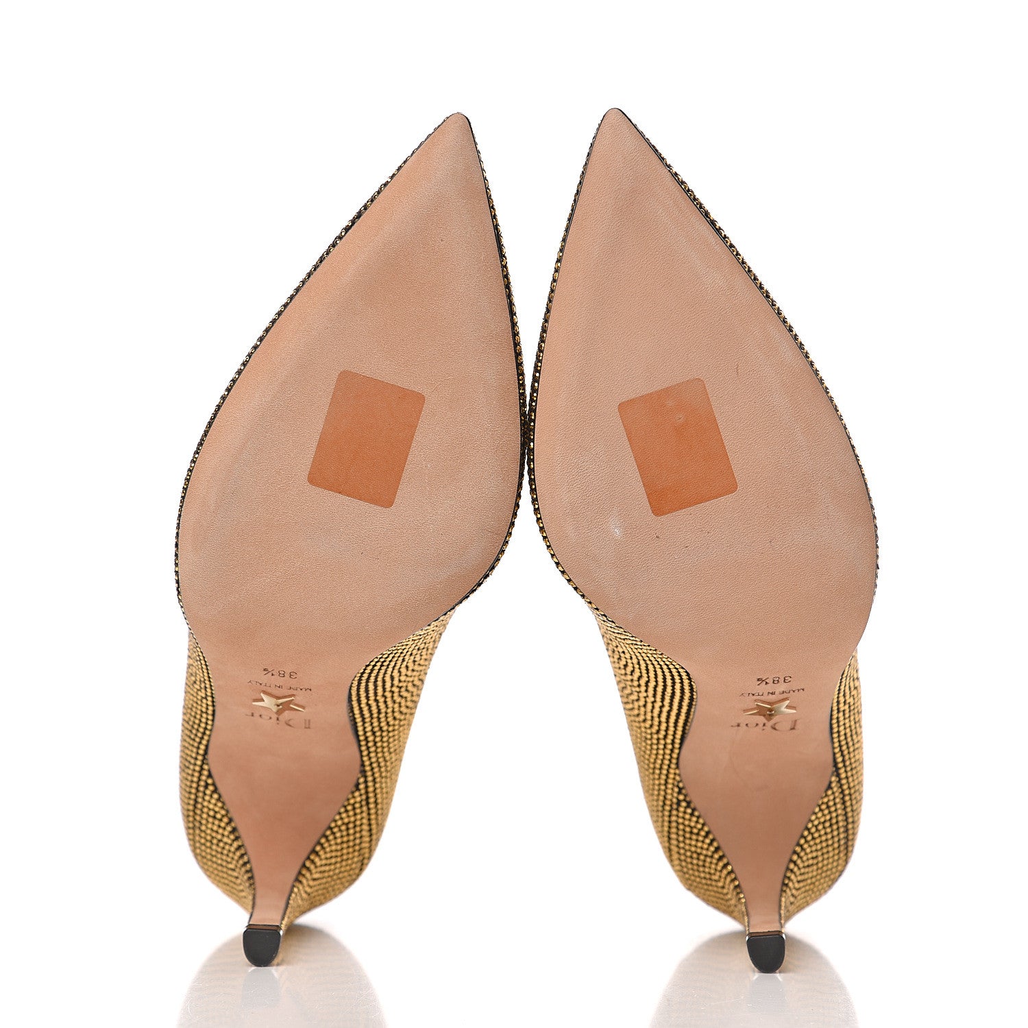 Christian Dior Calfskin Studded Pumps 38.5 Black Gold 5 of 11