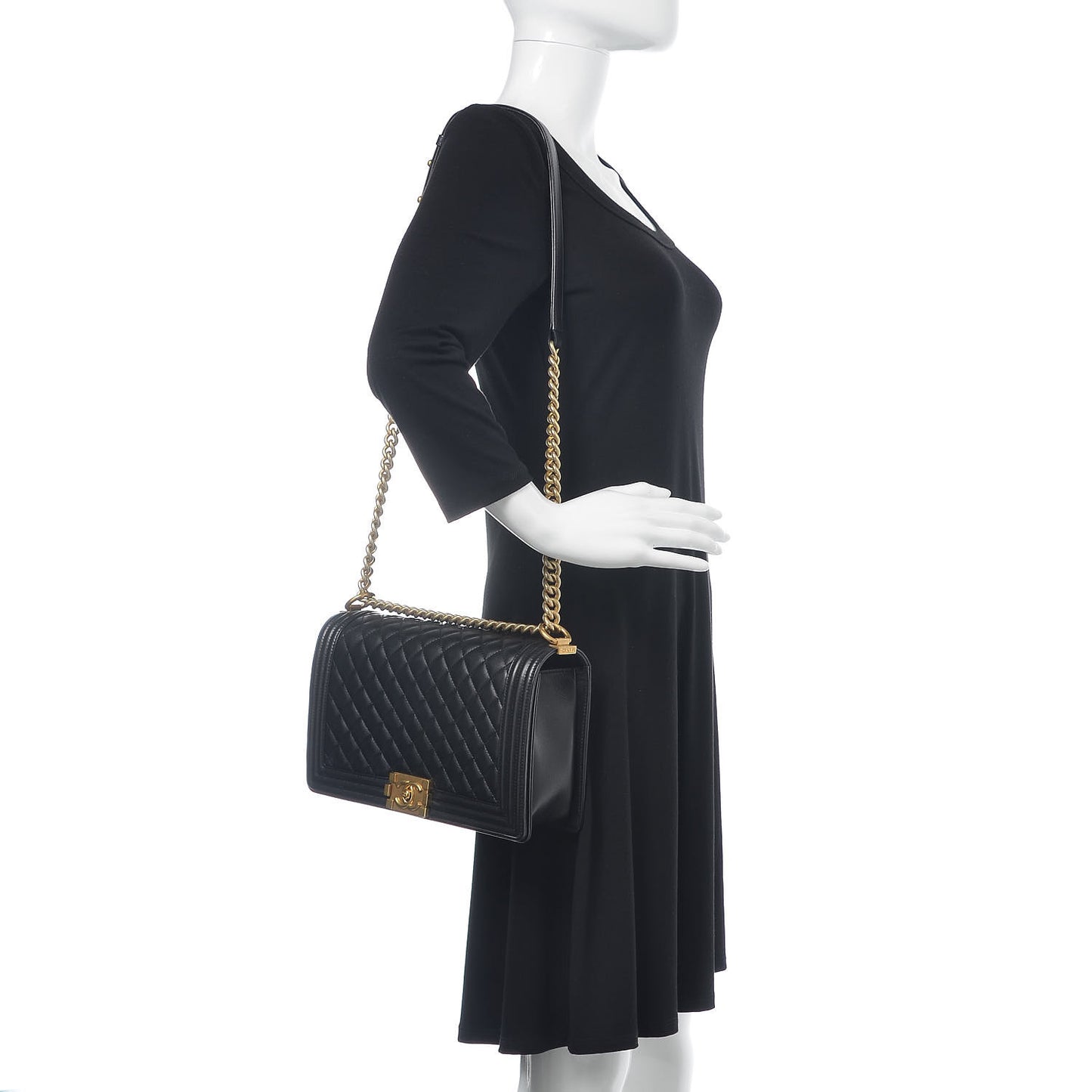 Lambskin Quilted New Medium Boy Flap Black