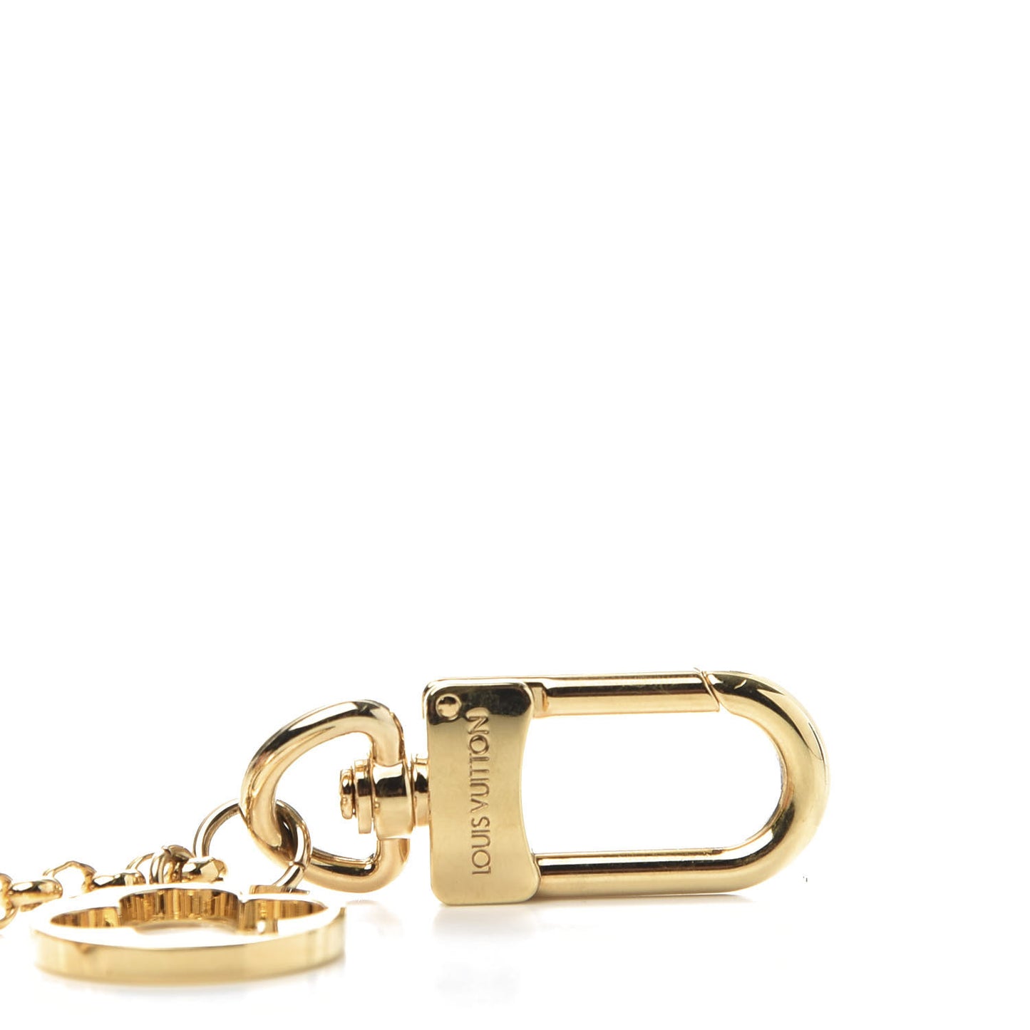 Brass Enamel Fleur De Monogram Bag Charm Chain Gold