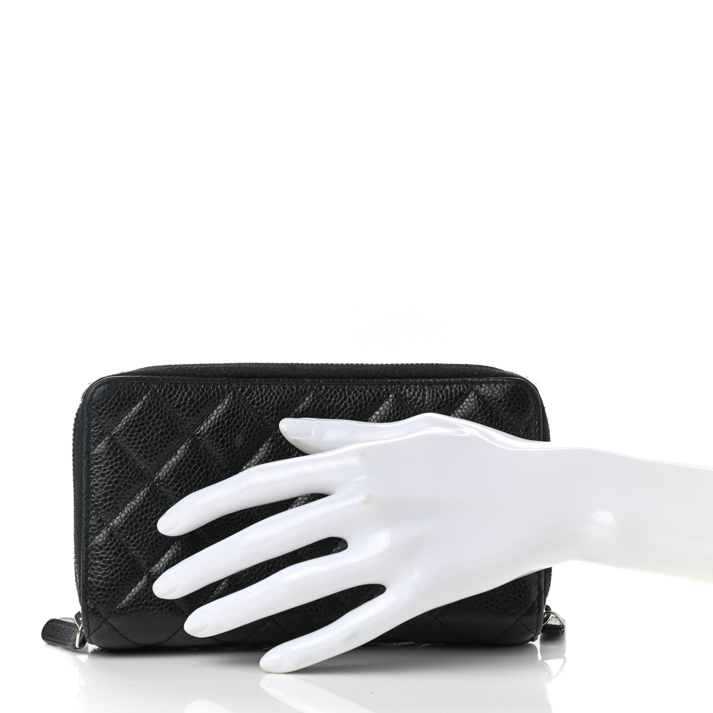 Caviar Quilted Triple Zip Wallet Black