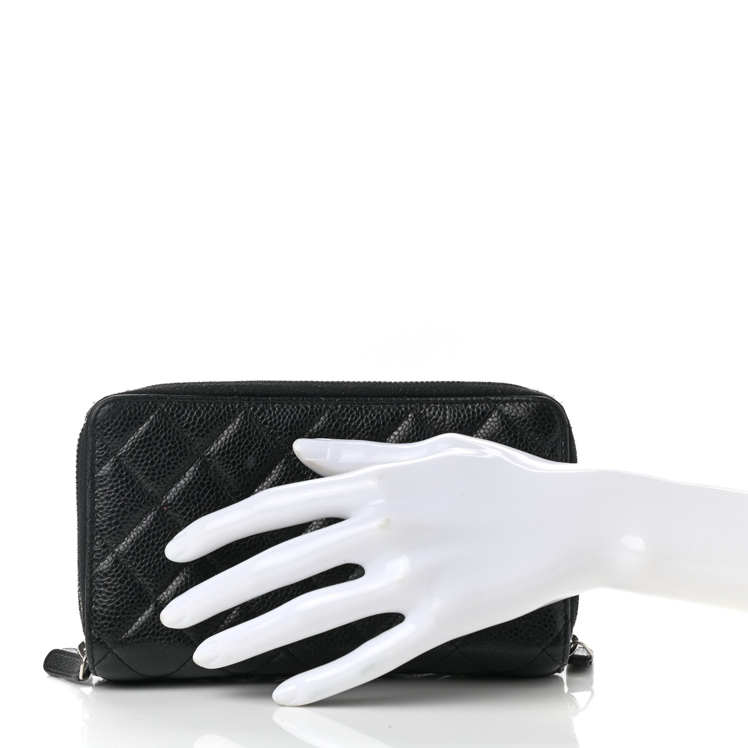 Chanel Caviar Quilted Triple Zip Wallet Black 2 of 10