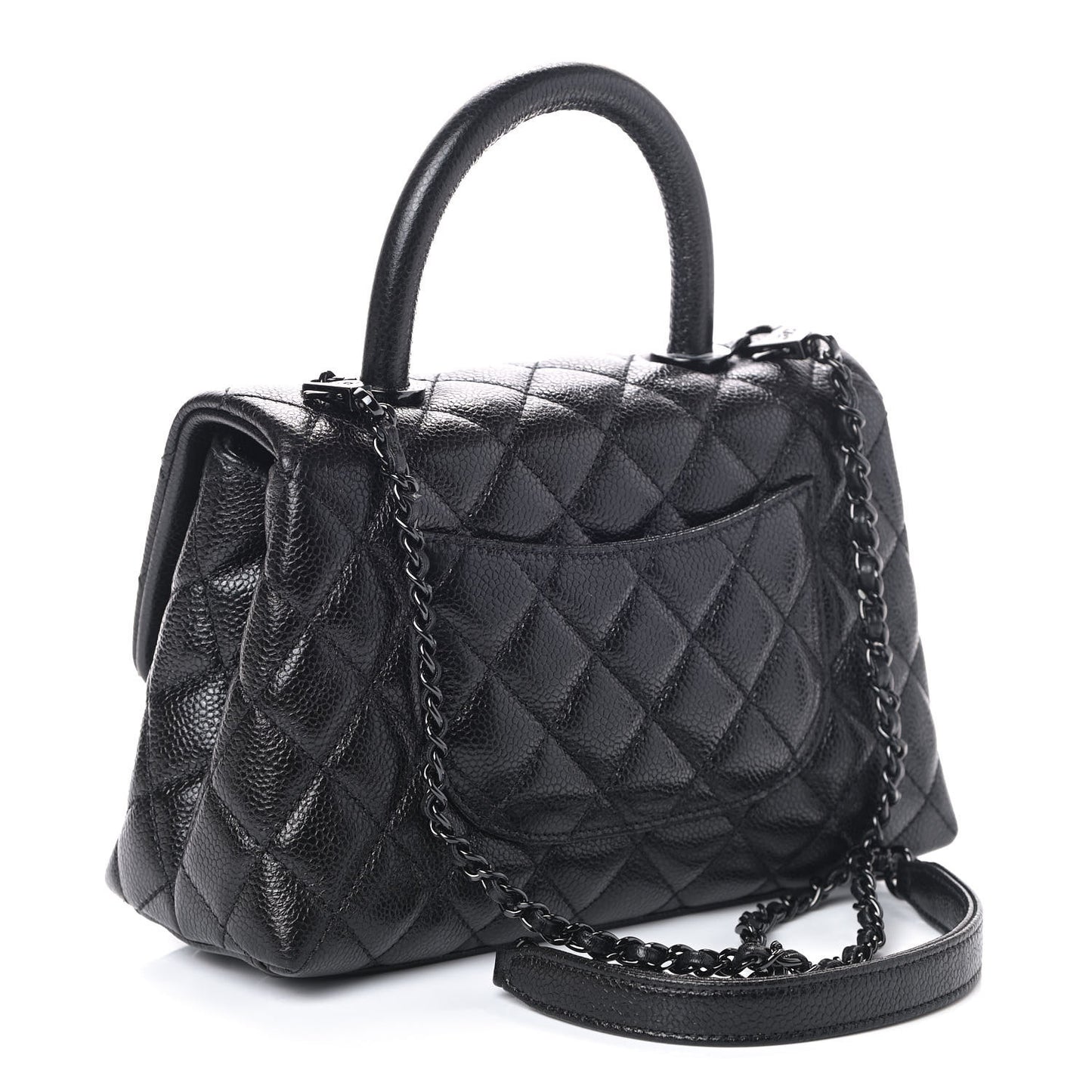 Caviar Quilted Mini Coco Handle Flap So Black
