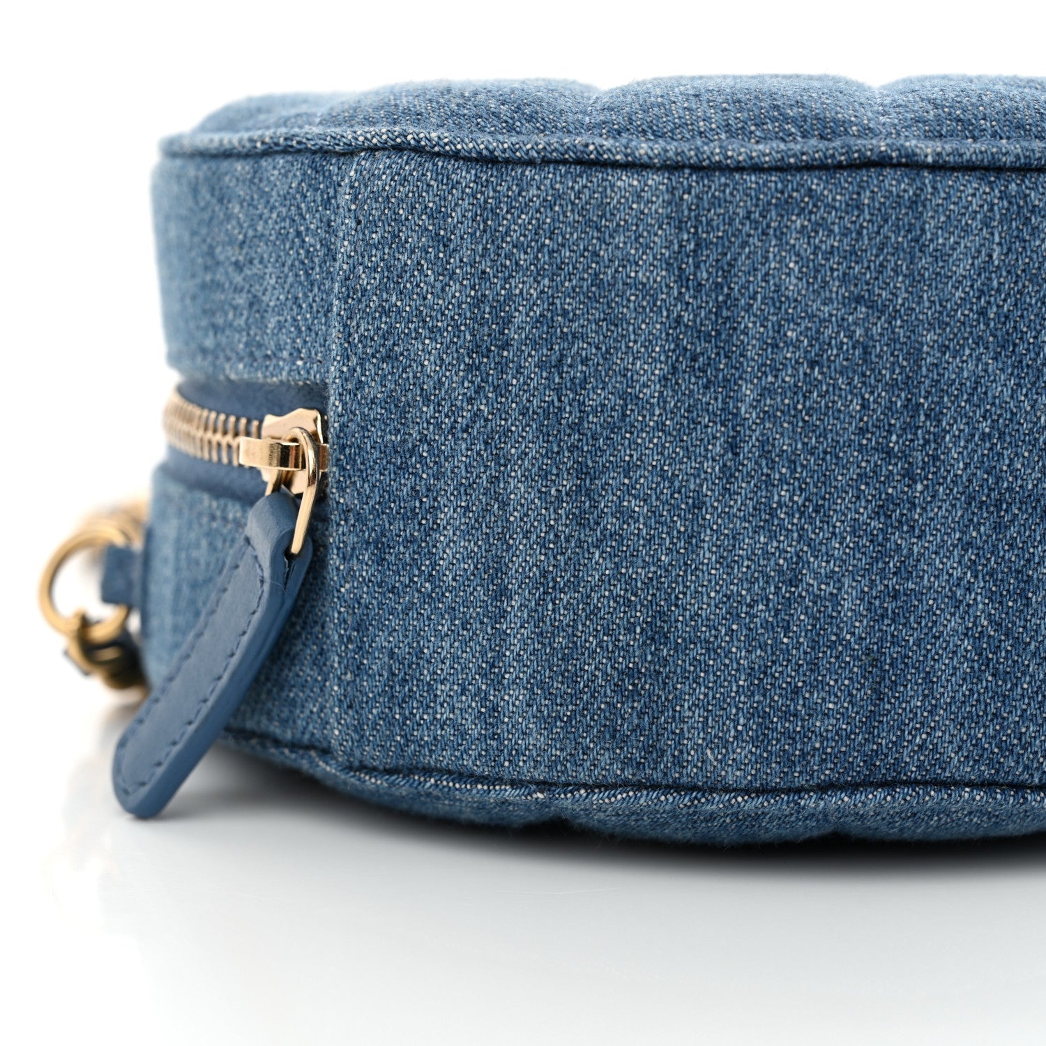 Chanel Denim Quilted Round Pearl Crush Clutch With Chain Blue 9 of 11
