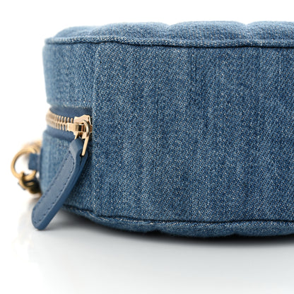 Chanel Denim Quilted Round Pearl Crush Clutch With Chain Blue 9 of 11
