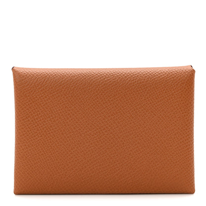 Hermes Epsom Calvi Duo Card Case Gold 1 of 6