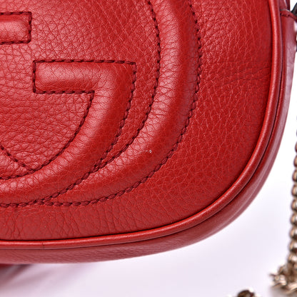 Gucci Pebbled Calfskin Mini Soho Chain Bag Tabasco Red 10 of 13