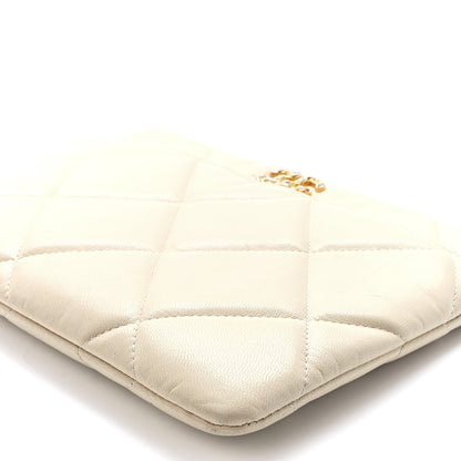 Chanel Shiny Goatskin Quilted Chanel 19 Pouch Beige 11 of 11