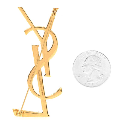 Saint Laurent Brass Cassandre Opyum YSL Twisted Brooch Gold 2 of 3
