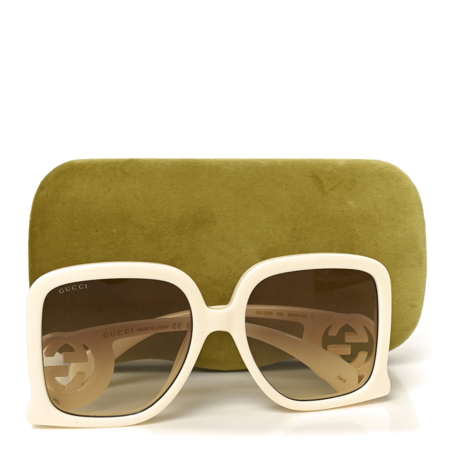 Gucci Acetate Rectangle Frame Sunglasses GG1326S White 7 of 7