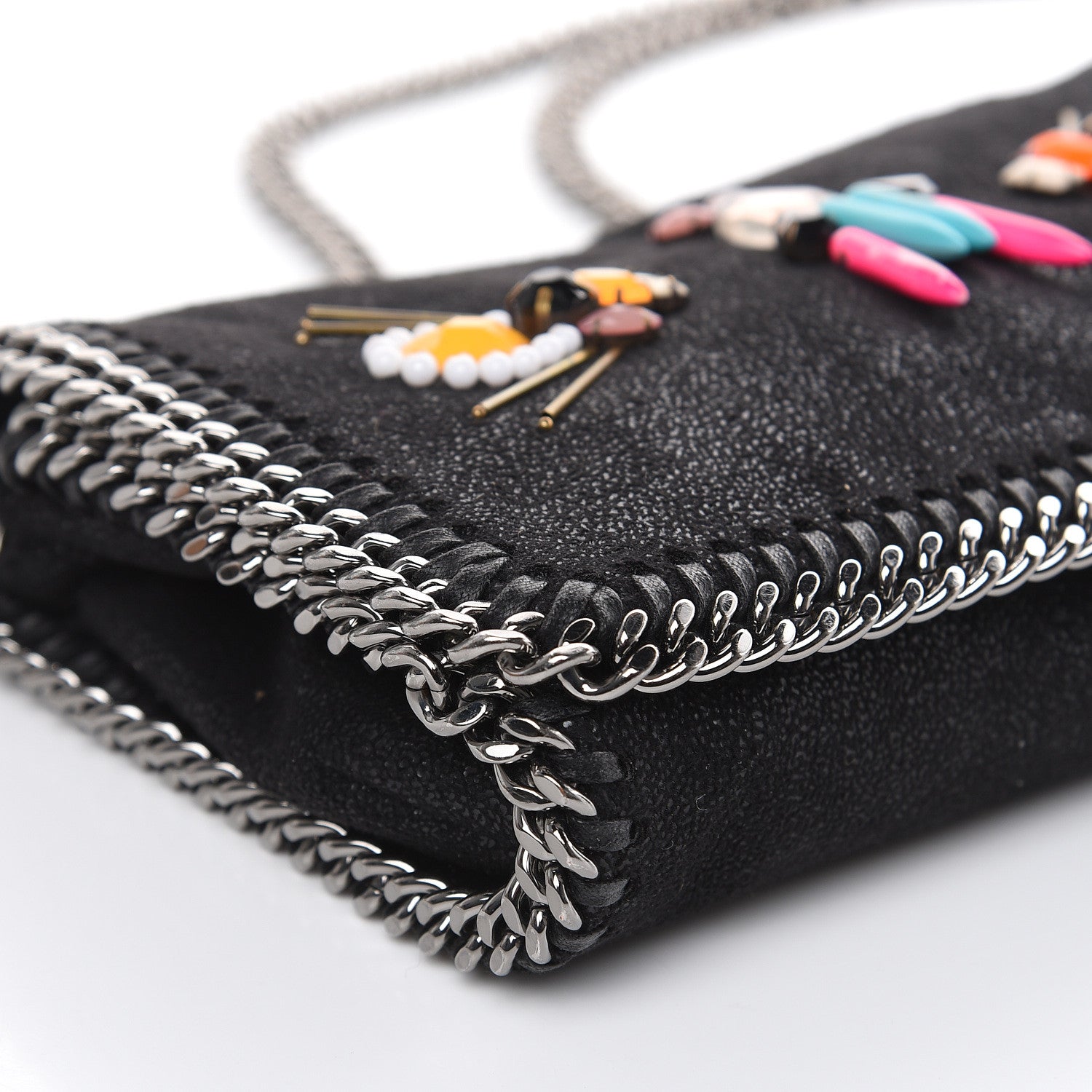 Stella McCartney Shaggy Deer Falabella Crystal Embellished Crossbody Bag Black 8 of 12