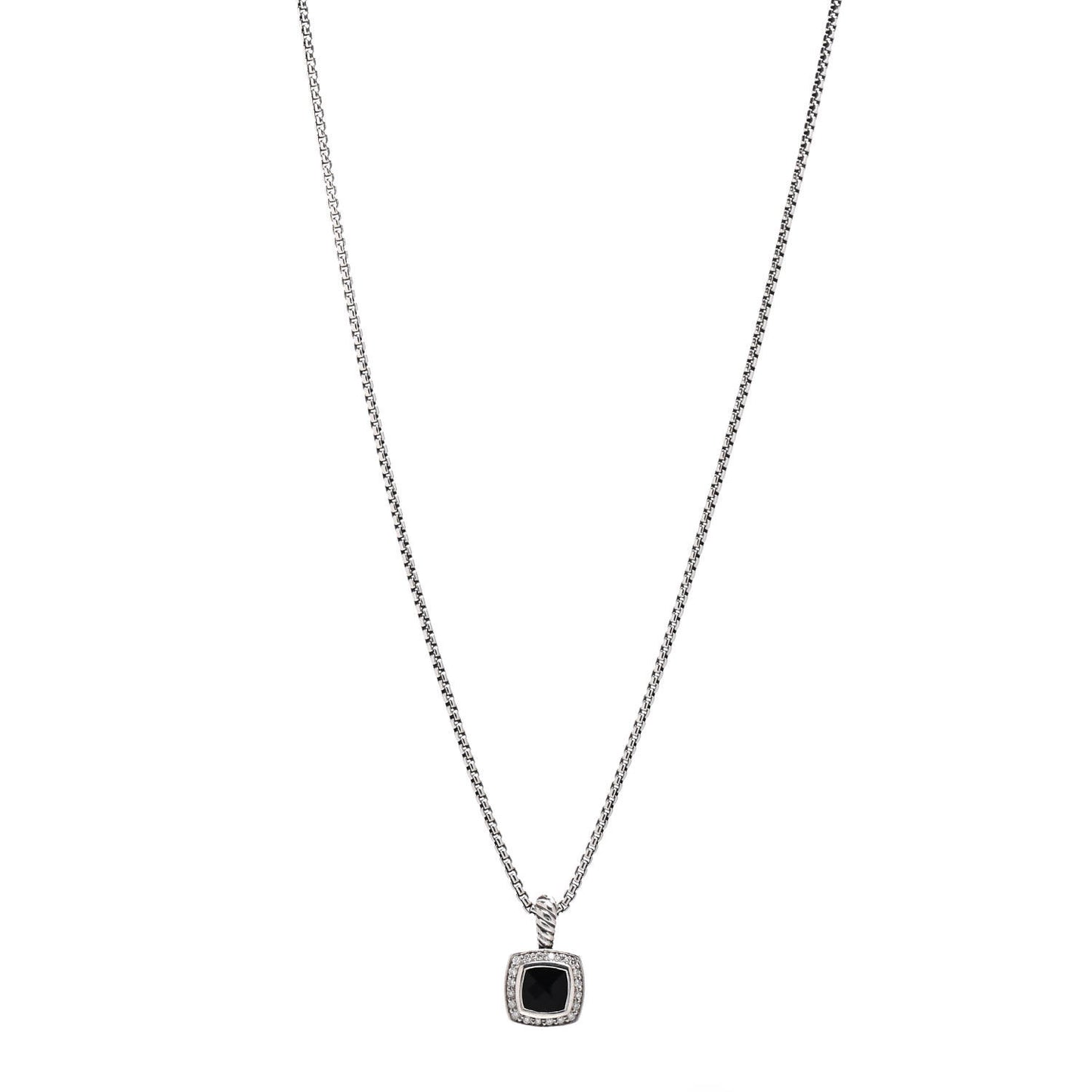 Sterling Silver Diamond Black Onyx 7mm Petite Albion Necklace