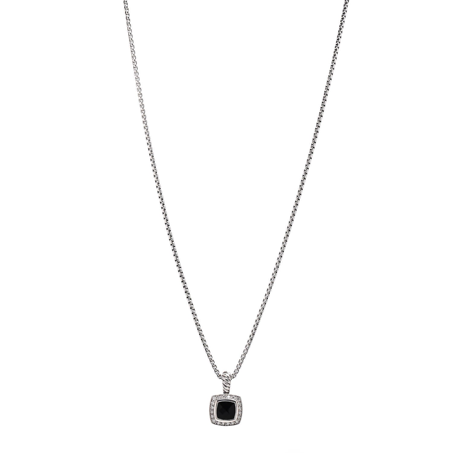 David Yurman Sterling Silver Diamond Black Onyx 7mm Petite Albion Necklace 1 of 3