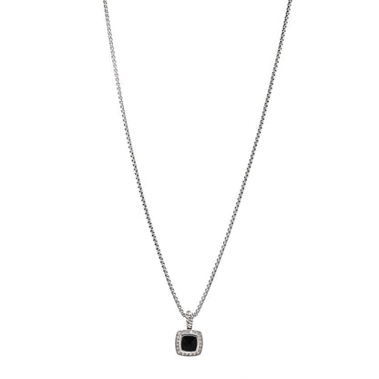 David Yurman Sterling Silver Diamond Black Onyx 7mm Petite Albion Necklace 1 of 3