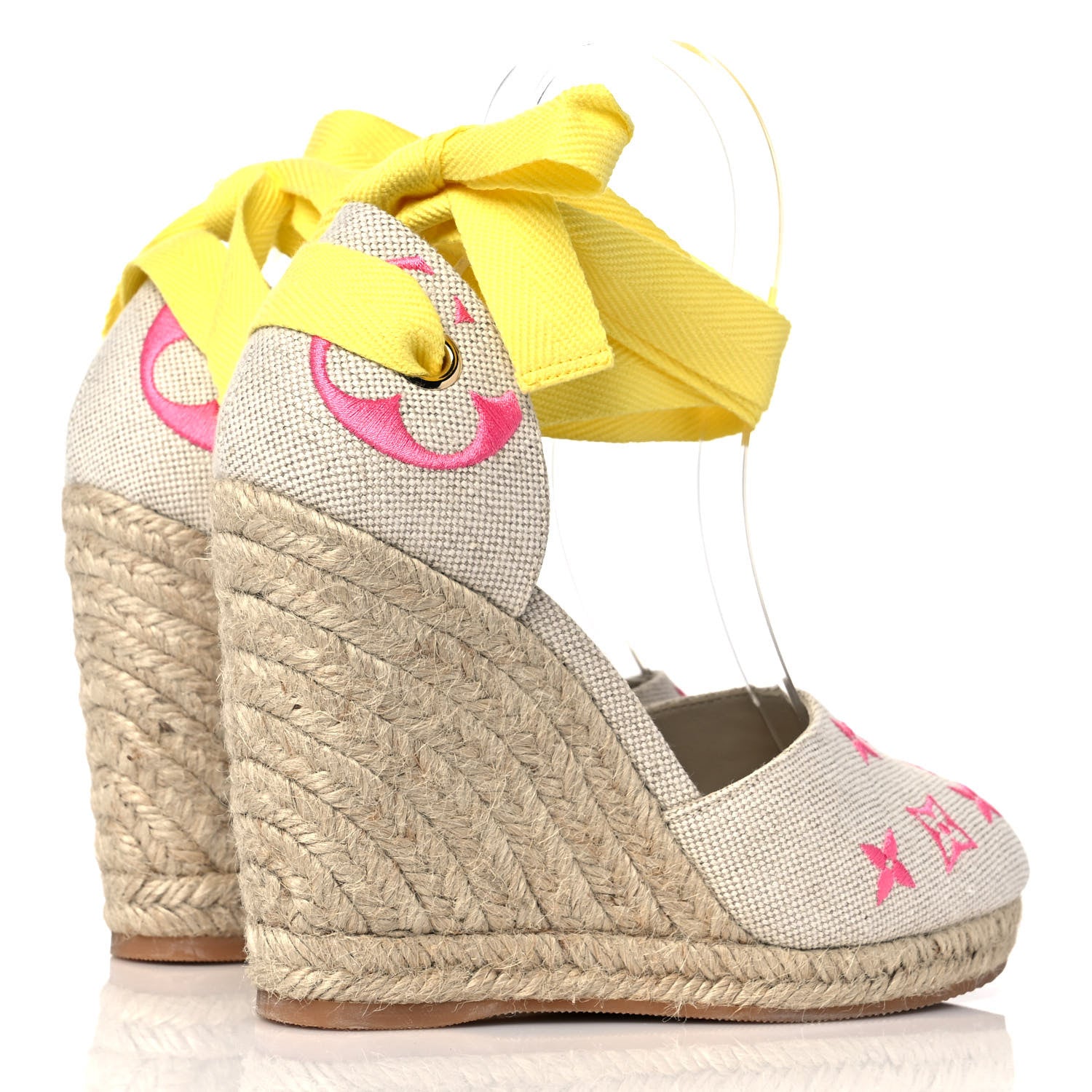 Louis Vuitton Canvas Monogram Starboard Wedge Espadrilles 36.5 Rose Pop 4 of 9