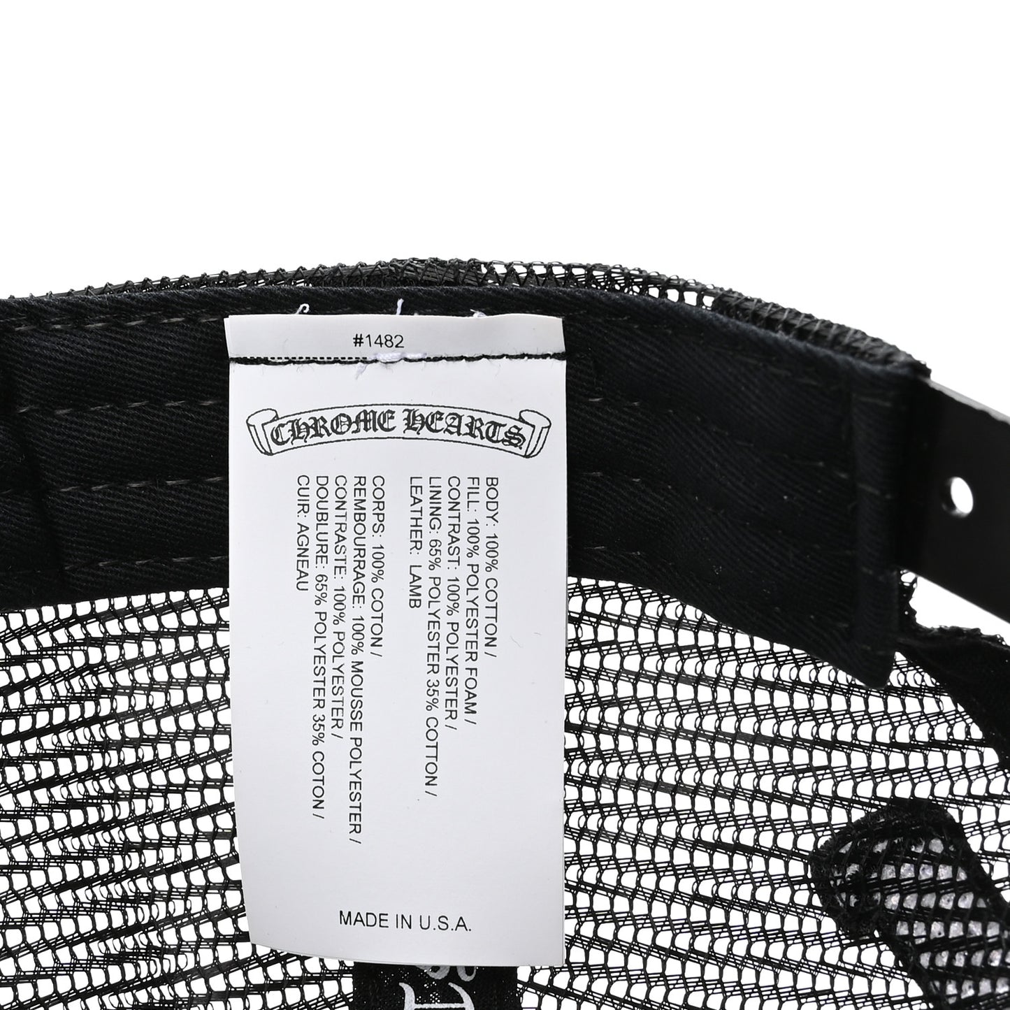 Cotton Mesh Lambskin FCK Trucker Hat Black White