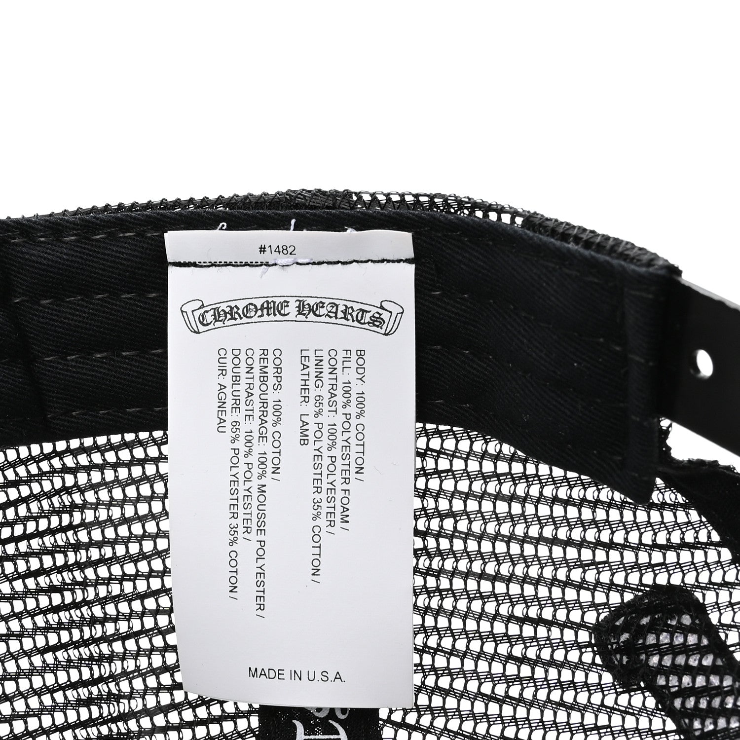 Chrome Hearts Cotton Mesh Lambskin FCK Trucker Hat Black White 8 of 8