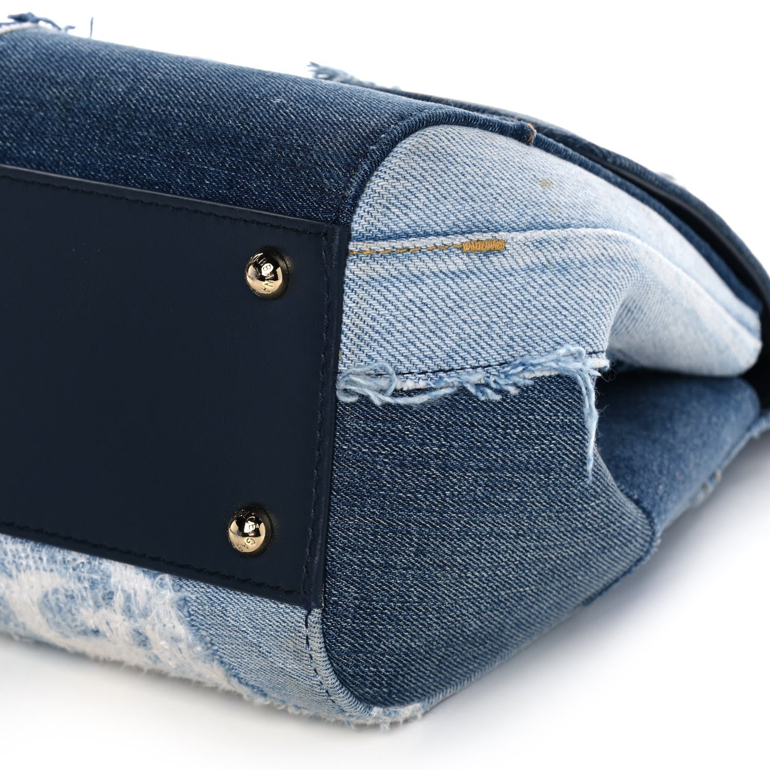 Dolce & Gabbana Calfskin Denim Patchwork Medium Miss Sicily Satchel Blue 11 of 12