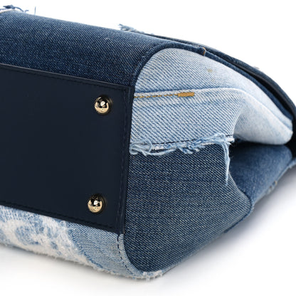 Dolce & Gabbana Calfskin Denim Patchwork Medium Miss Sicily Satchel Blue 11 of 12