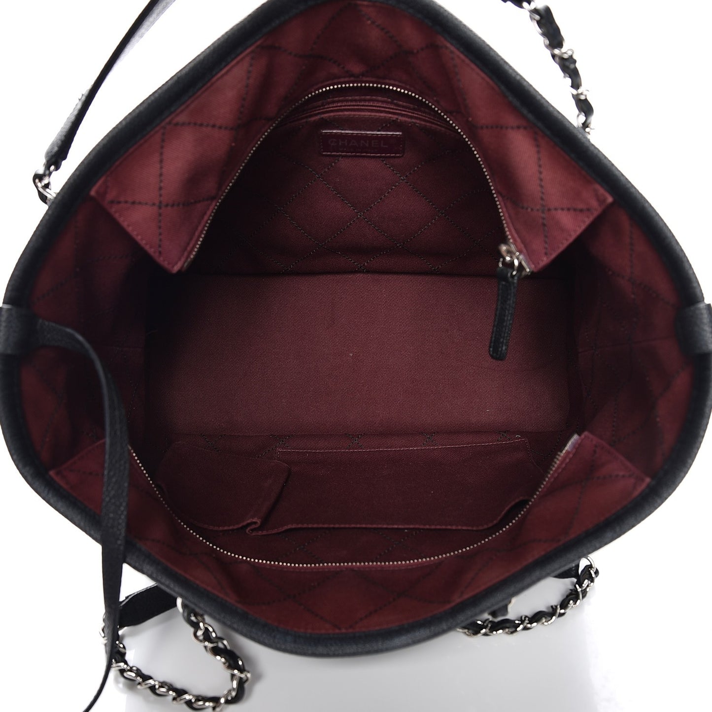 Grained Calfskin Quilted Small Daily Shopping Tote Black