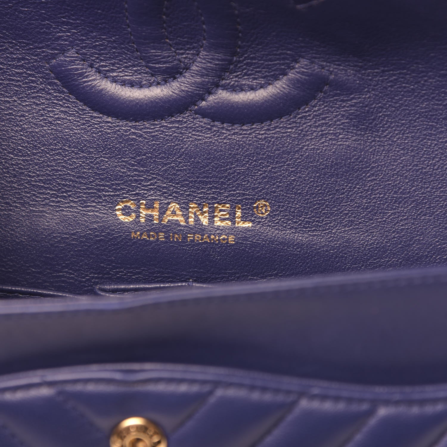 Chanel Lambskin Chevron Quilted Medium Double Flap Blue 6 of 12
