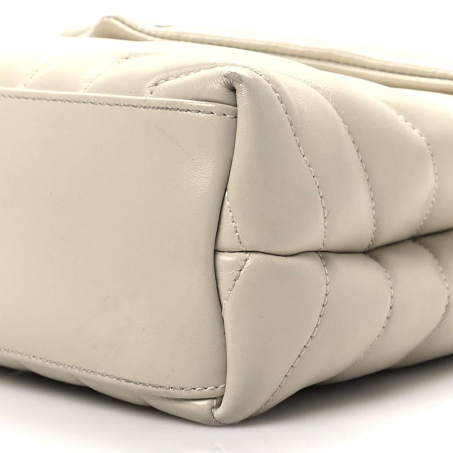 Calfskin Y Quilted Monogram Small Loulou Chain Satchel Crema Soft