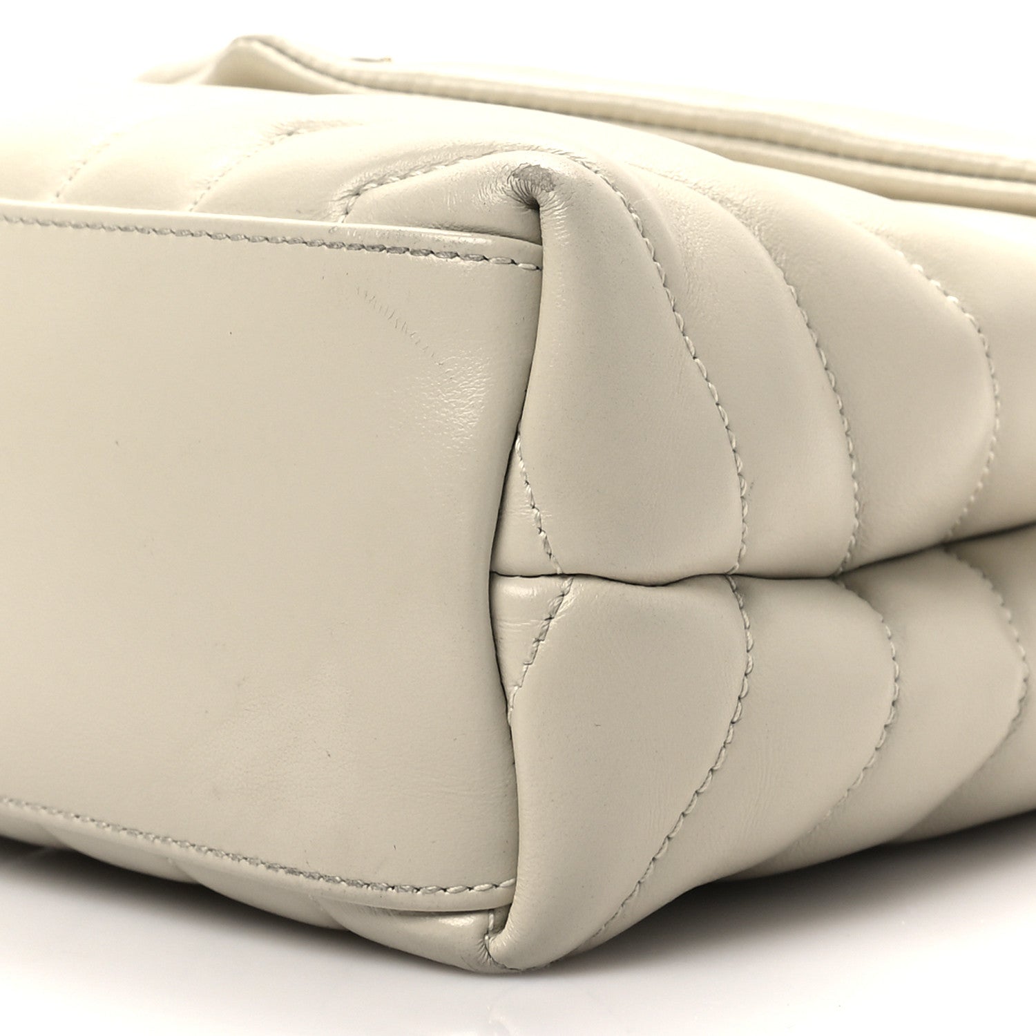 Saint Laurent Calfskin Y Quilted Monogram Small Loulou Chain Satchel Crema Soft 7 of 8