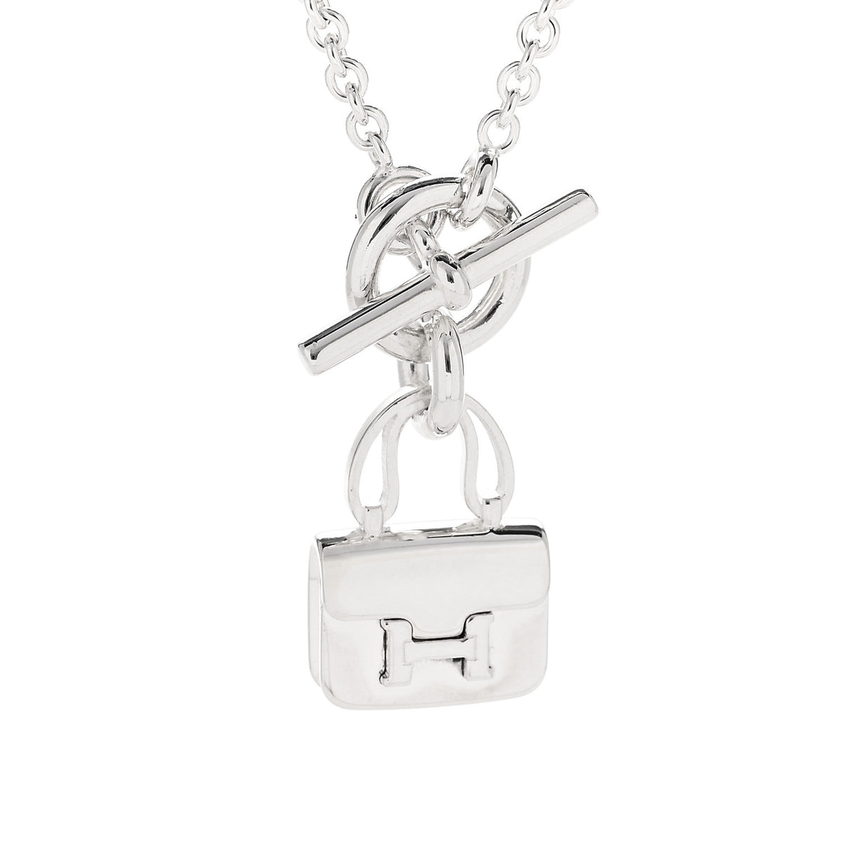 Hermes Sterling Silver Constance Amulettes Pendant Necklace 4 of 6