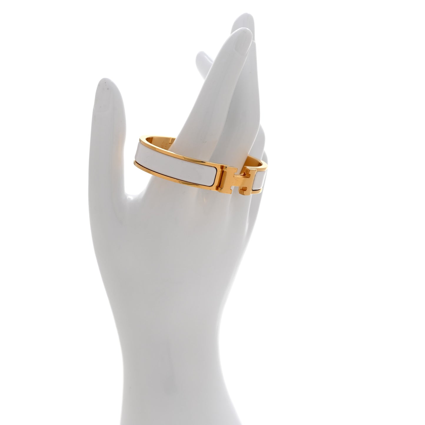 Enamel Narrow Clic Clac H Bracelet PM White