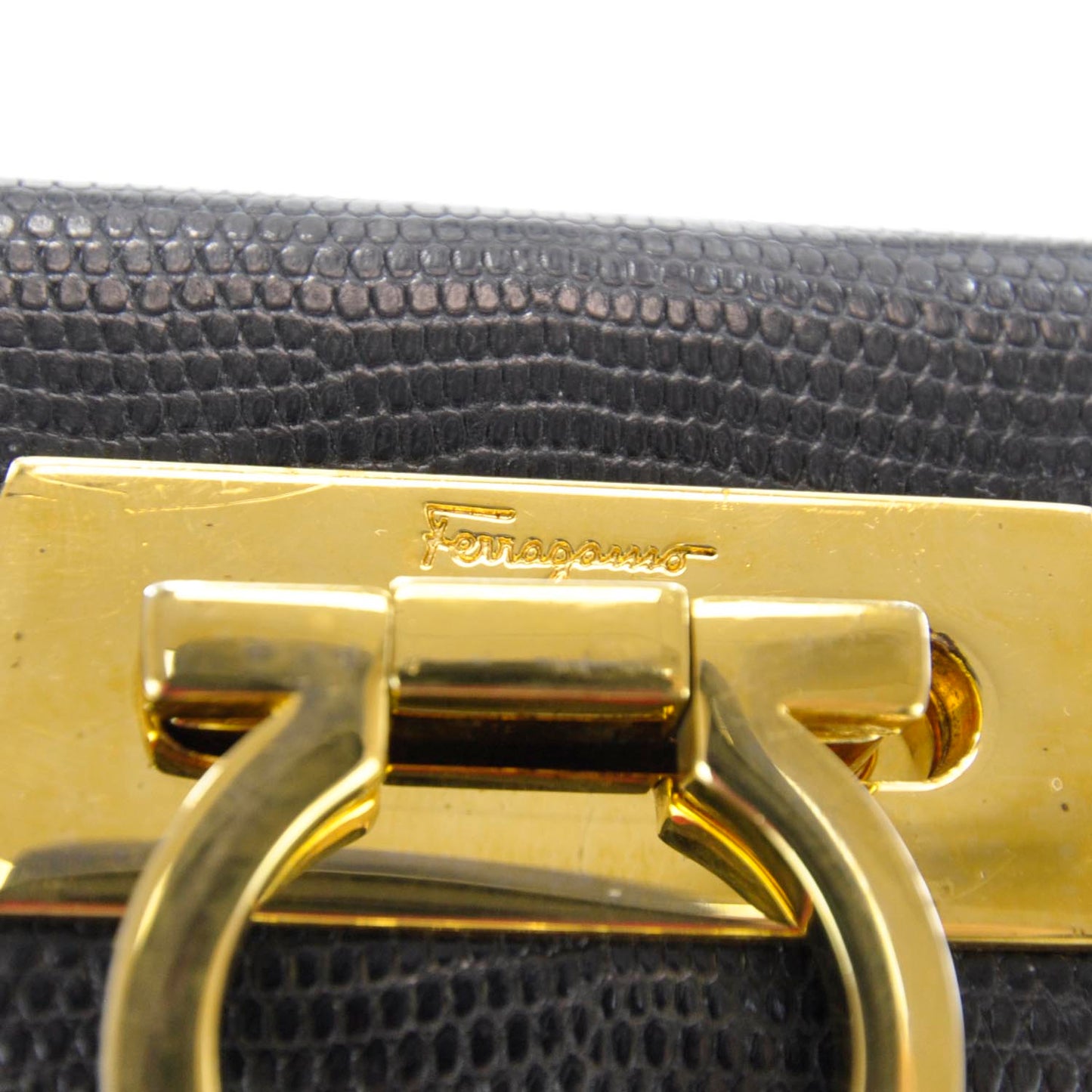 SALVATOREFERRAGAMOLizardEmbossedLadyGanciniBlack