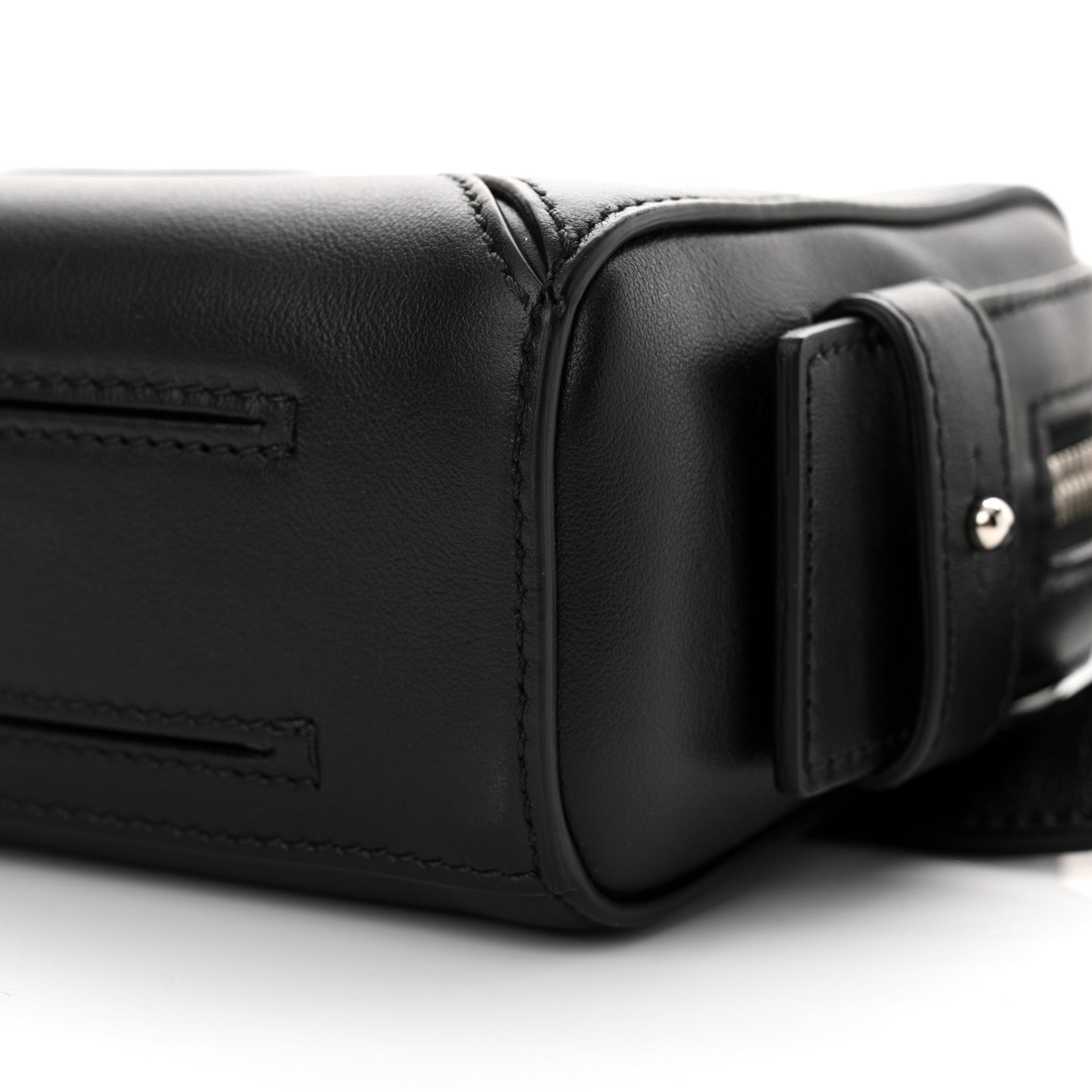 Calfskin Logo Belt Bum Bag Hip Pouch Black