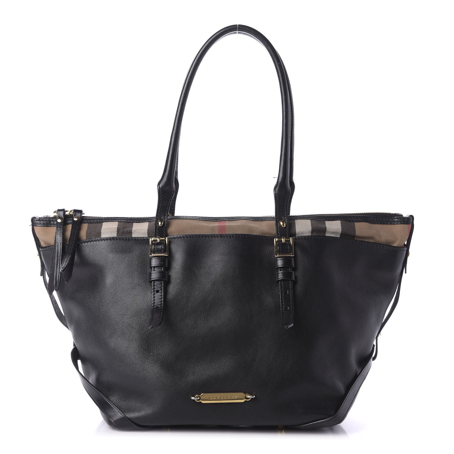 Burberry Calfskin House Check Small Salisbury Tote Black 1 of 13