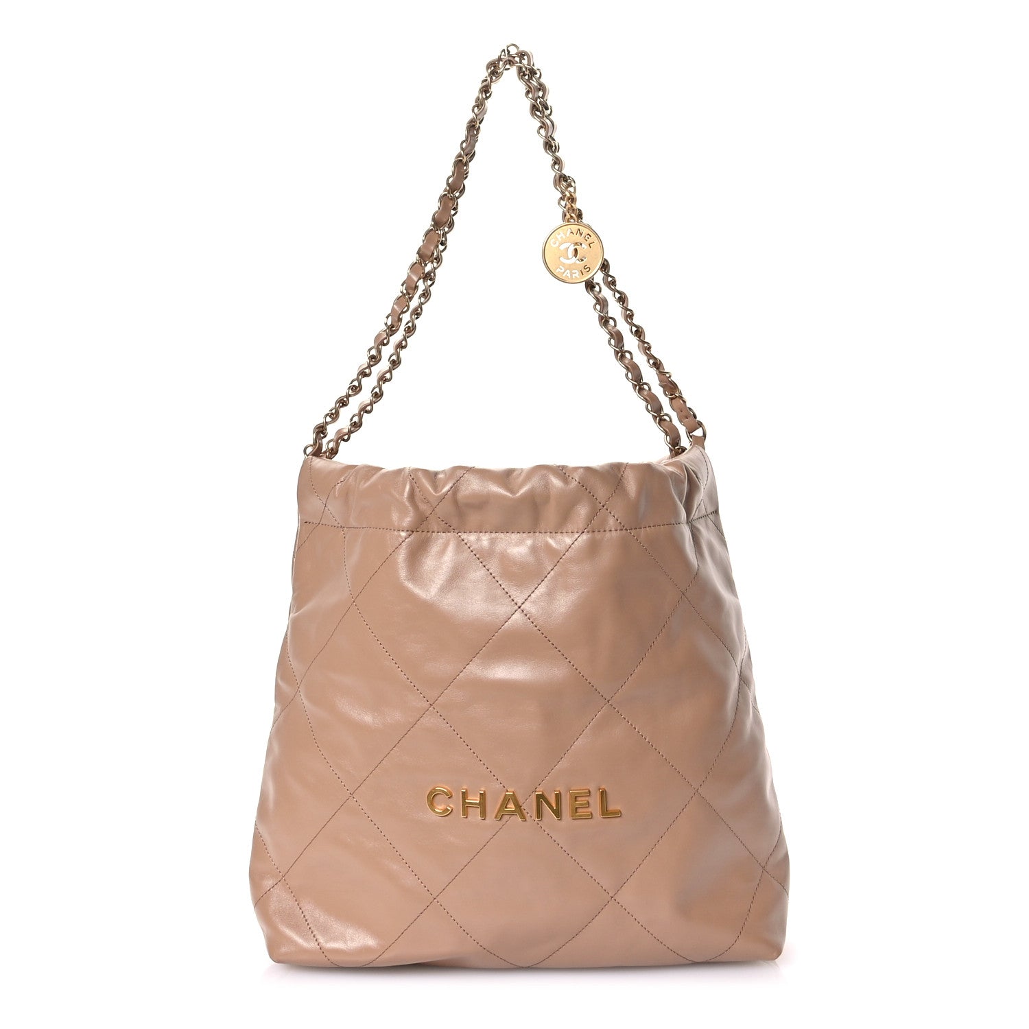Chanel Shiny Calfskin Quilted Small Chanel 22 Beige 1 of 11
