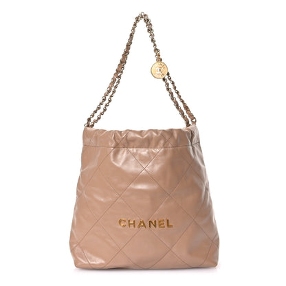 Chanel Shiny Calfskin Quilted Small Chanel 22 Beige 1 of 11