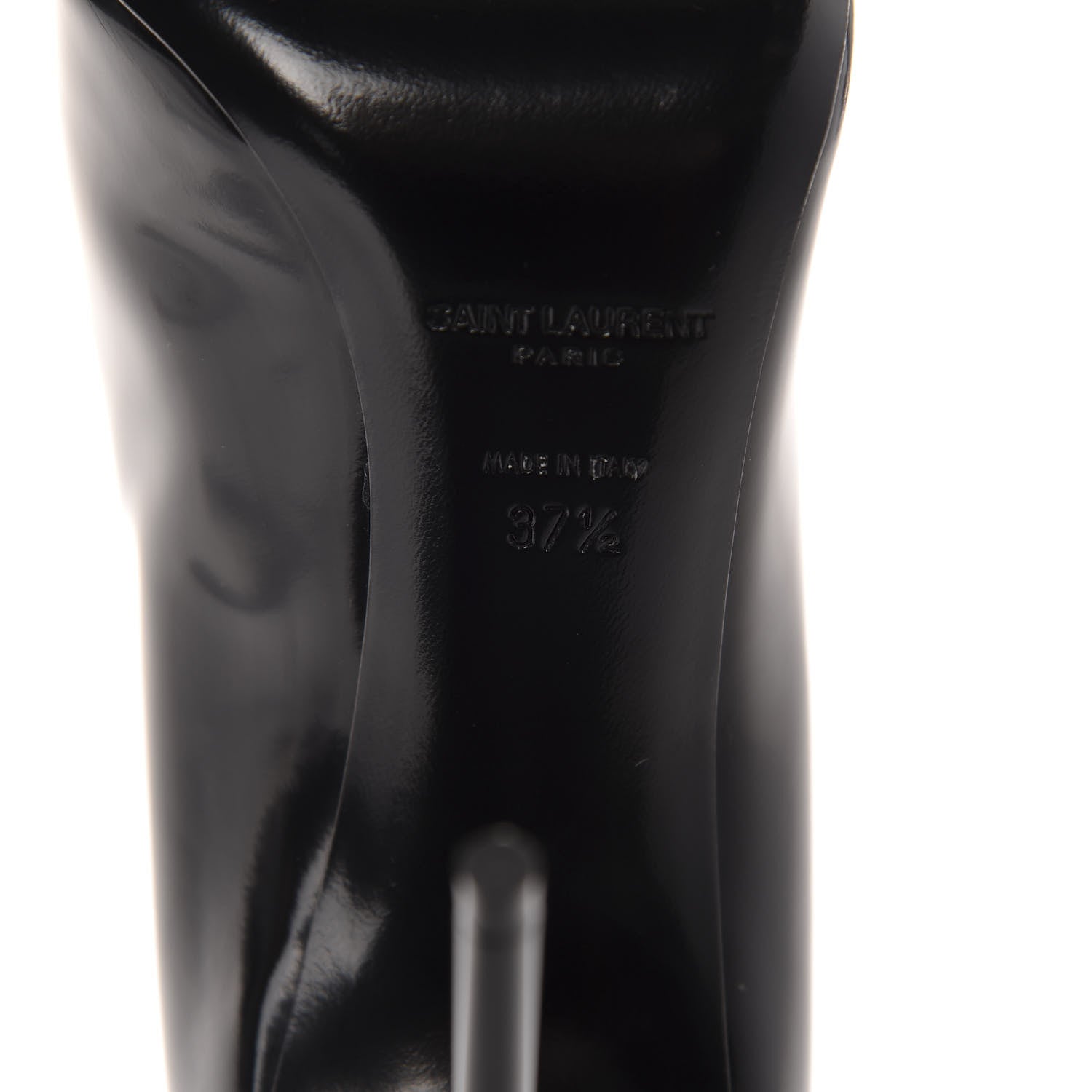 Saint Laurent Patent Calfskin Teddy High Vamp 105 Pumps 37.5 Black 7 of 10