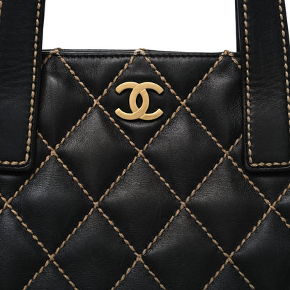 Chanel Calfskin Contrast Stitch Surpique Tote Black 8 of 11