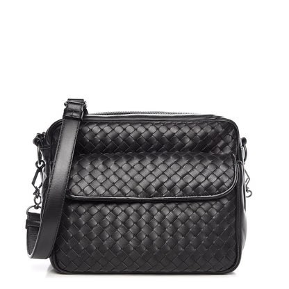 Bottega Veneta Nappa Intrecciato Crossbody Flap Bag Black 1 of 8