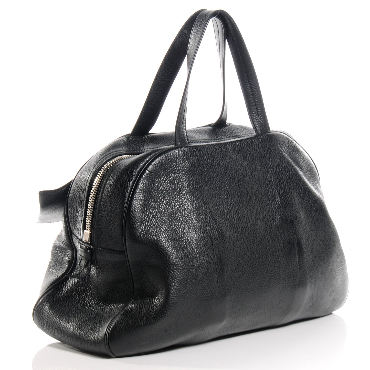 Pebbled Leather Large Y Bow Tote Black