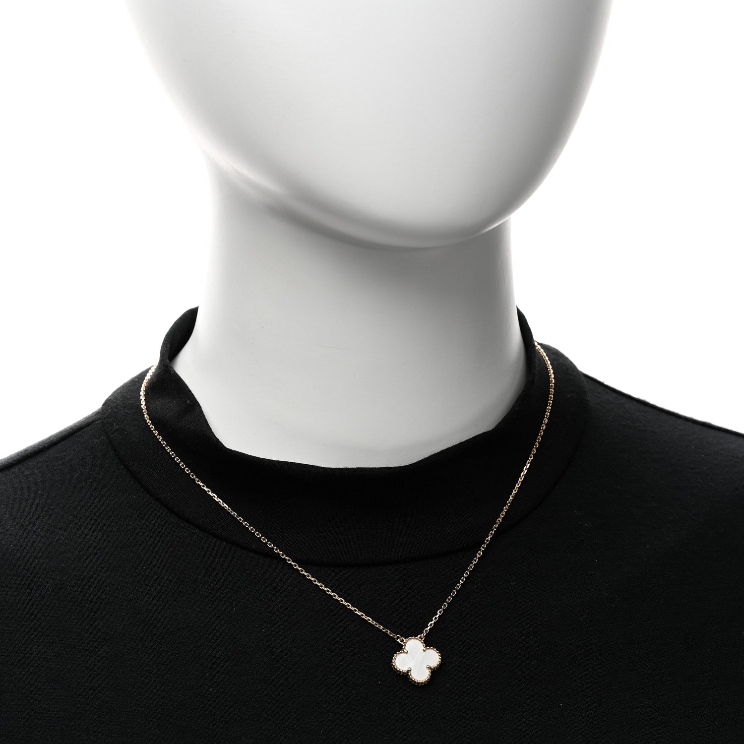 Van Cleef & Arpels 18K Yellow Gold Mother of Pearl Vintage Alhambra Pendant Necklace 2 of 6