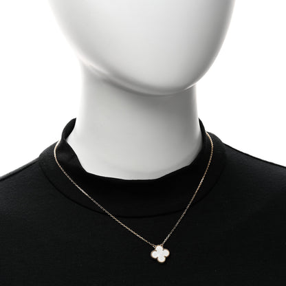 Van Cleef & Arpels 18K Yellow Gold Mother of Pearl Vintage Alhambra Pendant Necklace 2 of 6