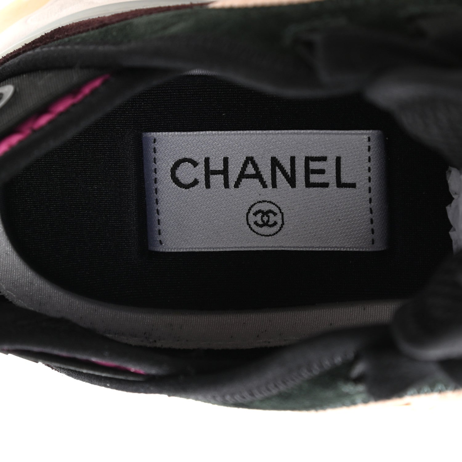 Chanel Suede Calfskin Mixed Fibers CC Sneakers 39 Light Pink Dark Green Pink 7 of 8