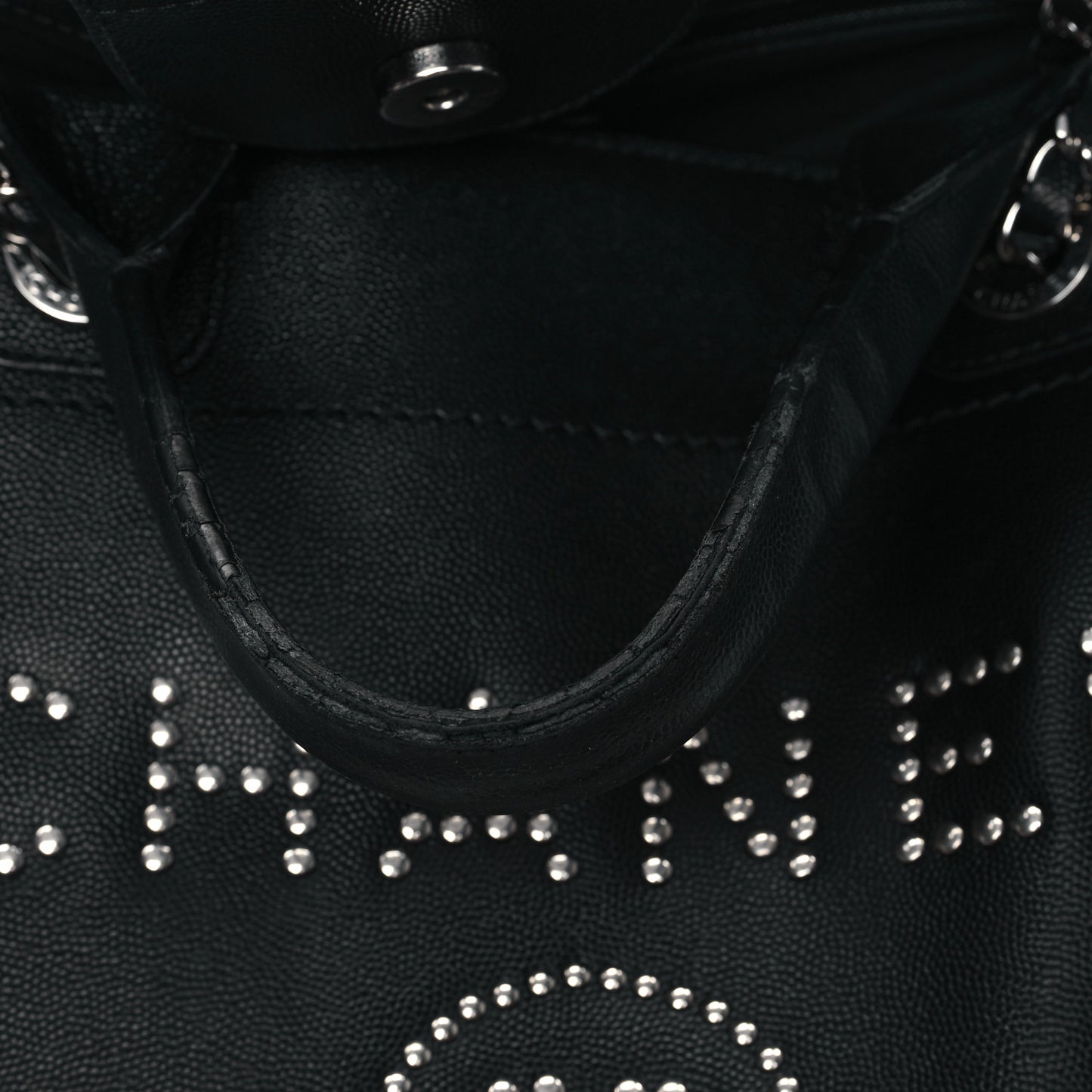 Caviar Medium Studded Deauville Tote Black